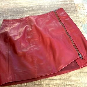 Burgundy red leather skirt